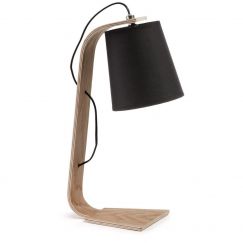 Lampe Percy noir, bois clair