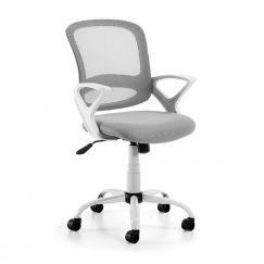 Chaise de bureau Lambert gris clair, blanc