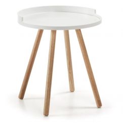 Tavolino Bruk wood bianco, legno chiaro