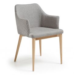 Fauteuil Danai wood & fabric gris clair, bois clair