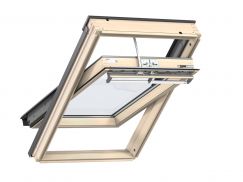 Schwingflügelfenster Holz 55 cm x 78 cm Kiefernholz klar lackiert Verblechung Titanzink Verglasung 2-fach Thermo 1 VELUX INTEGRA® elektrisch automatisiert 
