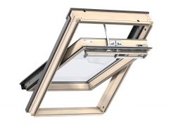 Schwingflügelfenster Holz 55 cm x 78 cm Kiefernholz klar lackiert Verblechung Titanzink Verglasung 2-fach Thermo 1 VELUX INTEGRA® Solar automatisiert 