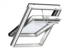 Schwingflügelfenster Holz 55 cm x 78 cm Kiefernholz weiss lackiert Verblechung Aluminium Verglasung 3-fach Thermo 2 VELUX INTEGRA® elektrisch automatisiert 